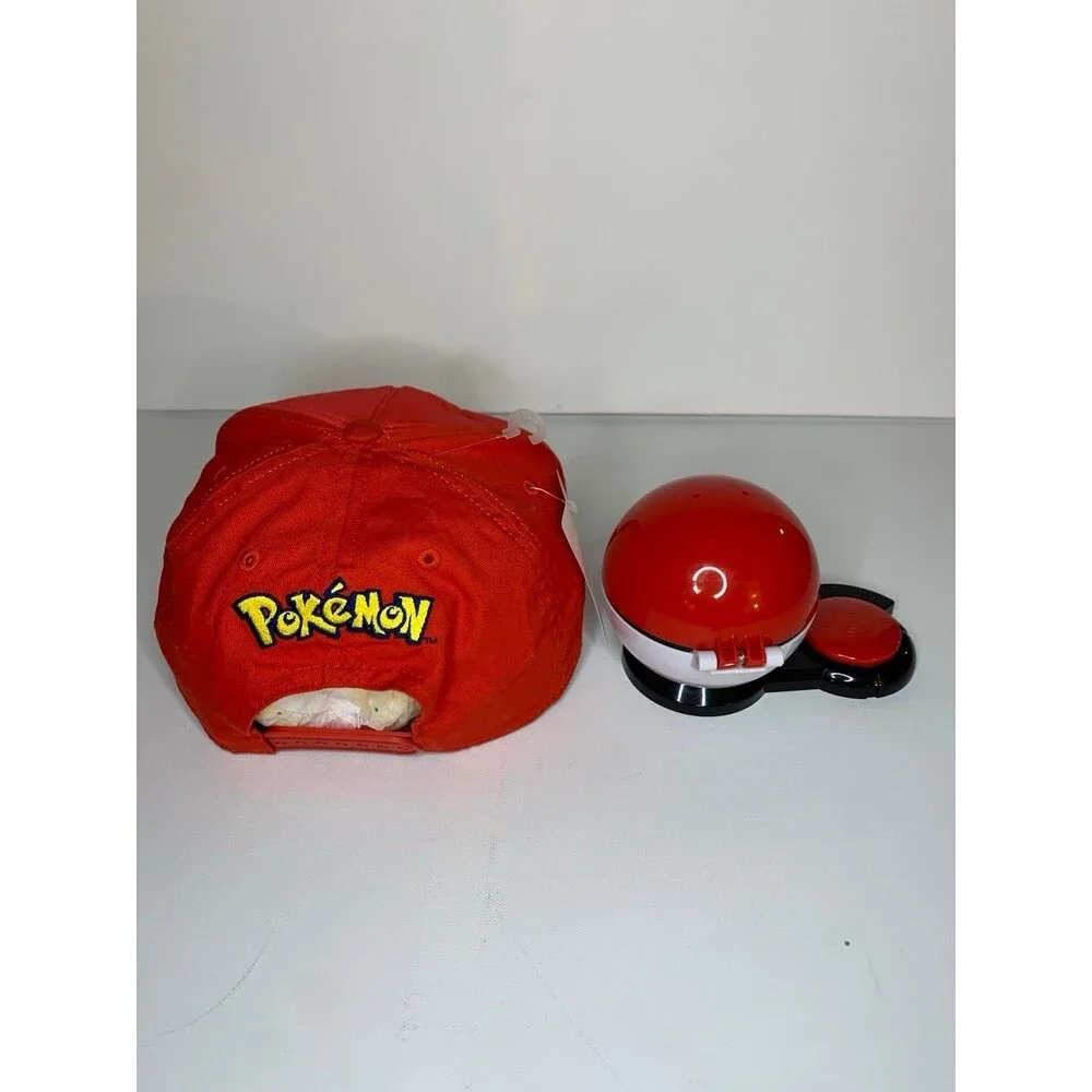 Pokemon Poke Ball Hat & Trainer Guess Game Electronic Toy Bundle Red Snapback...